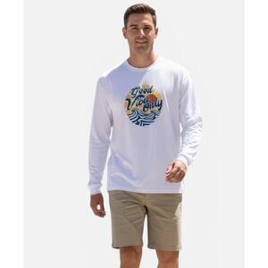 NWT Vapor Apparel Solar Protection Men's MEDIUM White UPF 50+ Long Sleeve Shirt